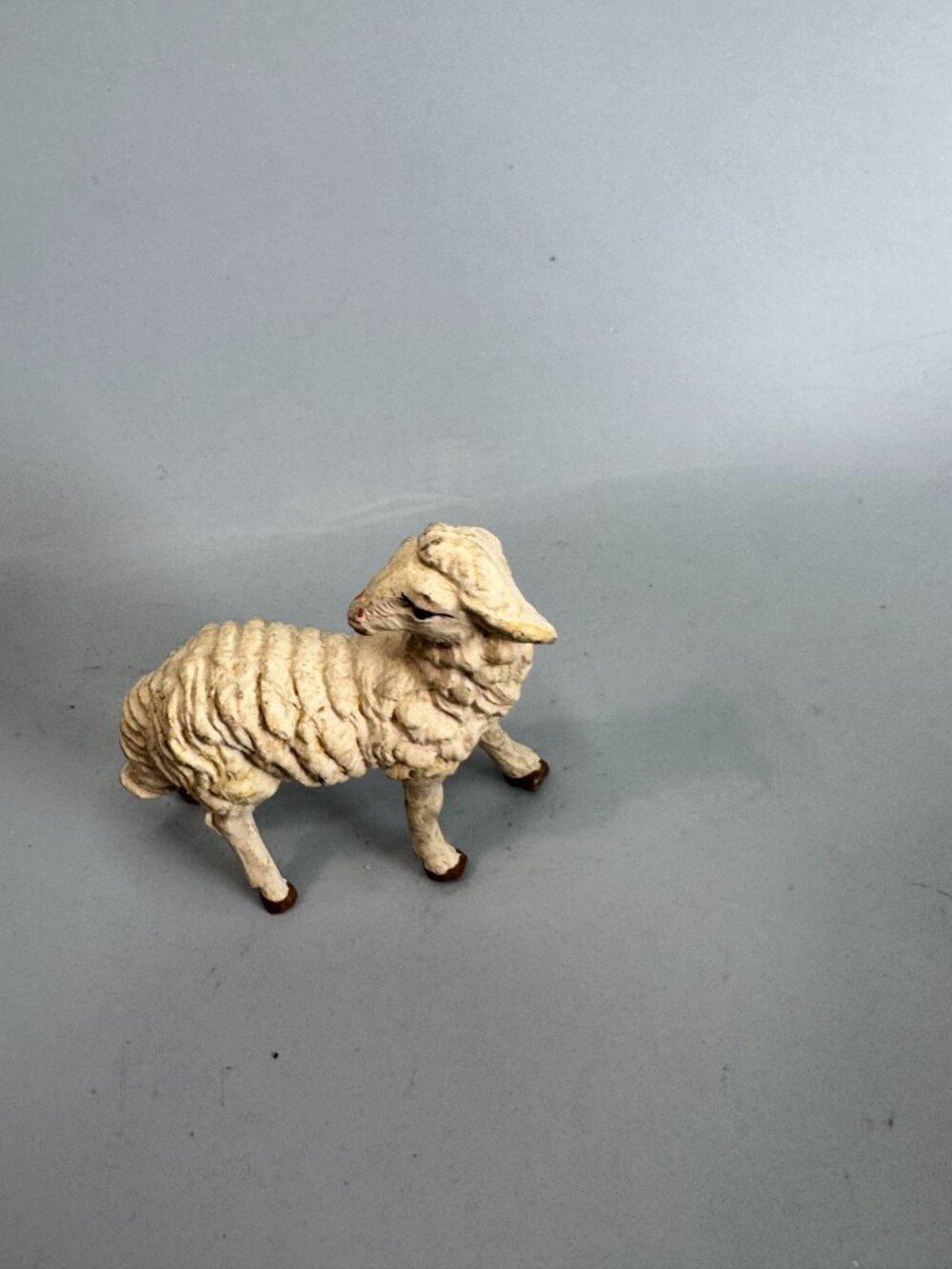 Vintage Italy Paper Mache Shepherd w Sheep Nativity Figure 8" Scale - Picture 8 of 11